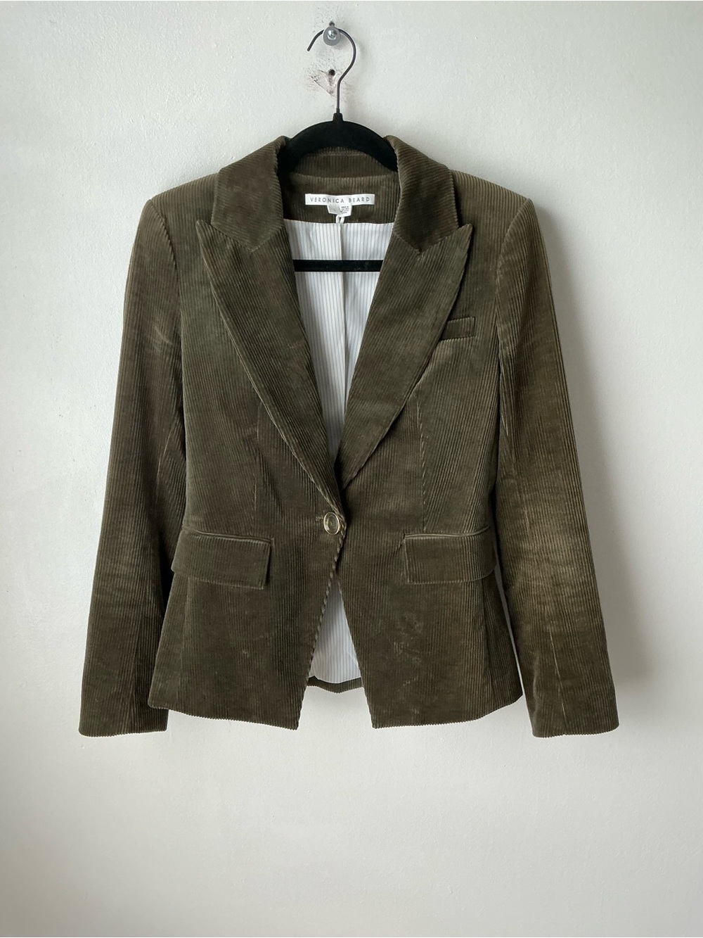 VERONICA BEARD Lia Sage Corduroy Dickey Jacket Blazer Elbow Patch Green Size 0 - Picture 3 of 10